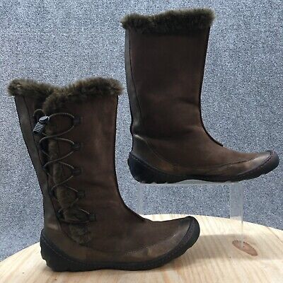 Privo Clarks Boots Womens 8M Shearling Winter Mid Calf 76236 Brown Leather Flats