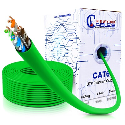 Cat6 Plenum Cable 1000ft Bulk Ethernet Cable CMP 550Mhz 23AWG Network MultiColor