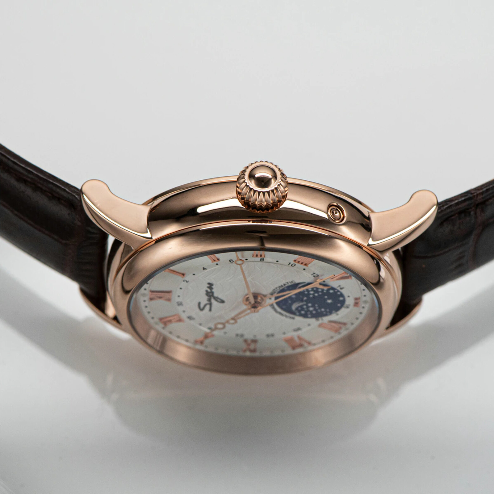 Pre-owned Sugess Moonphase Master High Beat Mechanical Mens Watch Seagull 1963 Su2108gz
