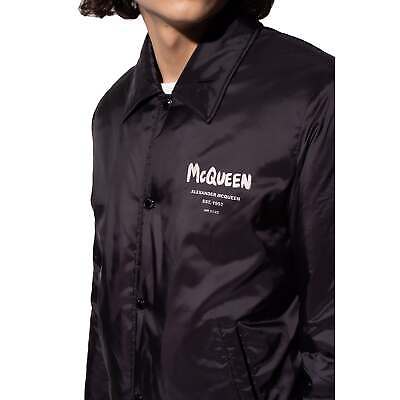 Pre-owned Alexander Mcqueen Windbreaker Logo Jacket 48 It In Black