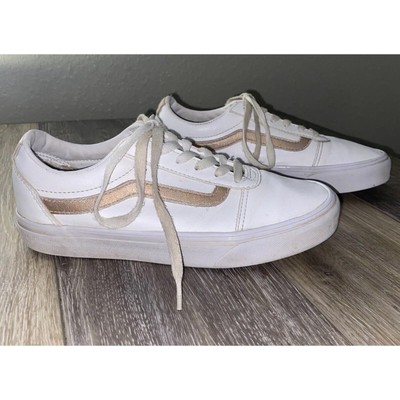 Vans Old Skool 507698 White Leather Rose Gold Women s US Size 7.5 Sneaker Shoes