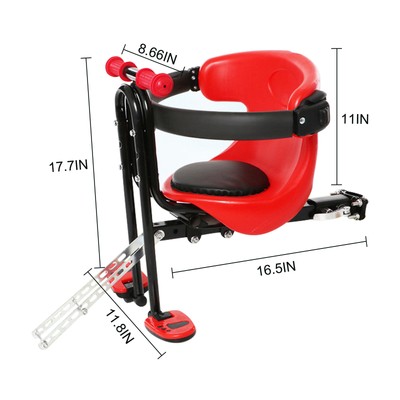 Baby Bike Seat, Front Mount Kids Bike seat for Toddler w/Safety Belt & Handrail
