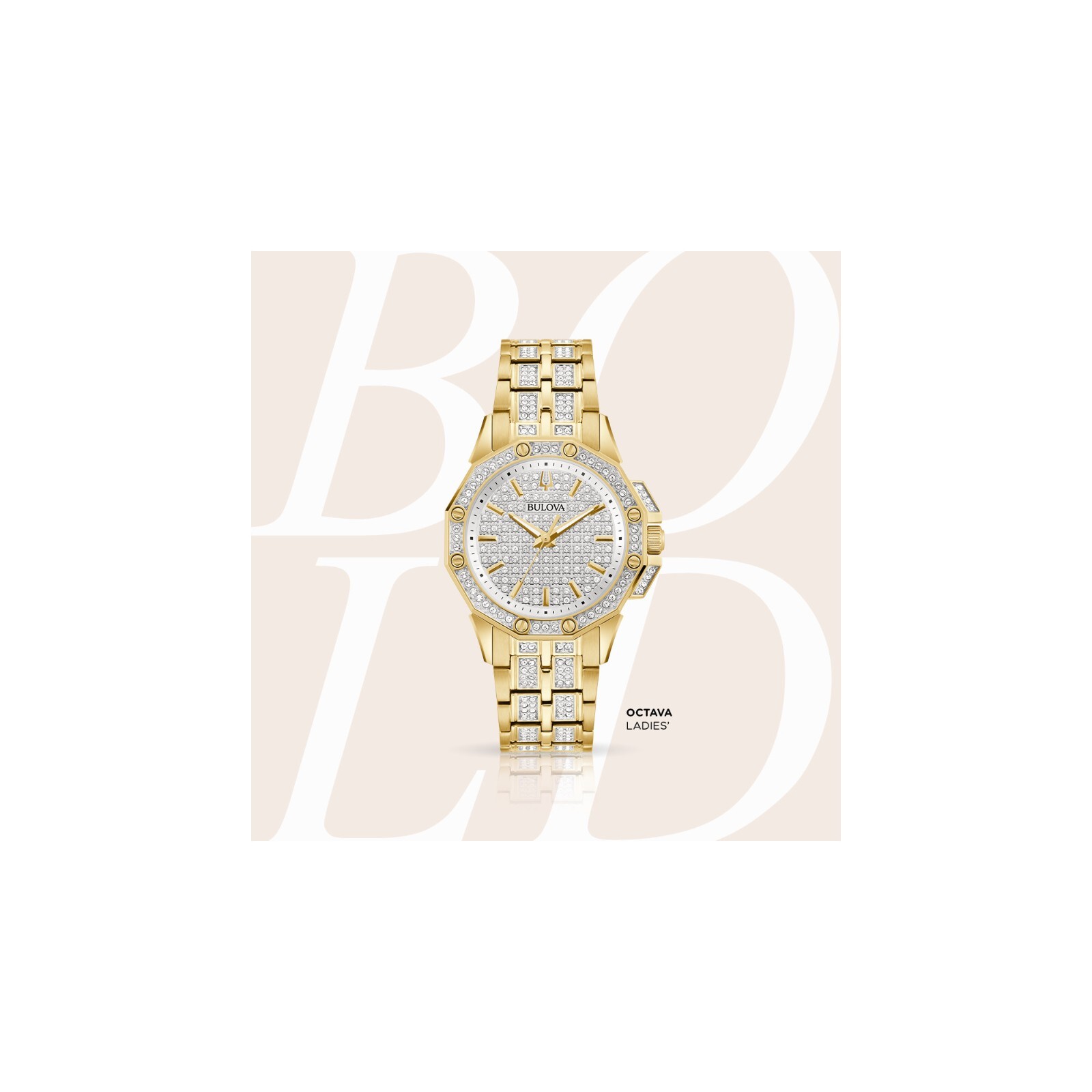 特別価格】Bulova Octava Crystal Gold-Tone Watch 98L302