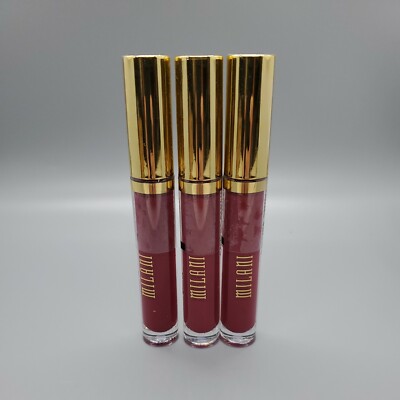 3 Milani Amore Shine Liquid Lip Color 08 seduction .1 fl oz each