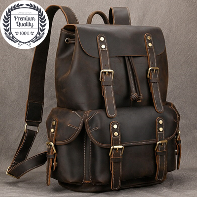 GENUINE LEATHER Designer Mens Fashion Bag Stylish Vintage Laptop Travel  Backpack