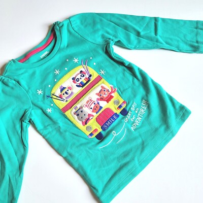 Gymboree Girls 2T Color Happy Furry Friends Ski Shirt NWT Retail Teal Green
