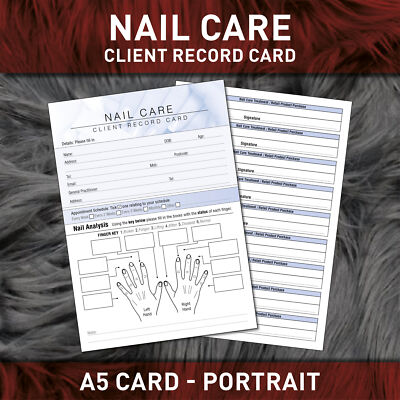 Nail Client Record Card Consultation Manicure Technicians Salon Manicure A5 x50
