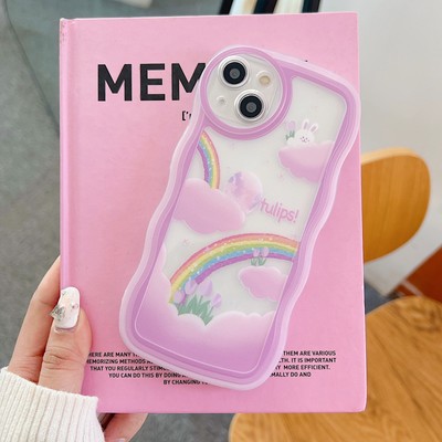 Case for Various Phone New Slim Wavy edge Rainbow Shockproof Shell Soft Covers