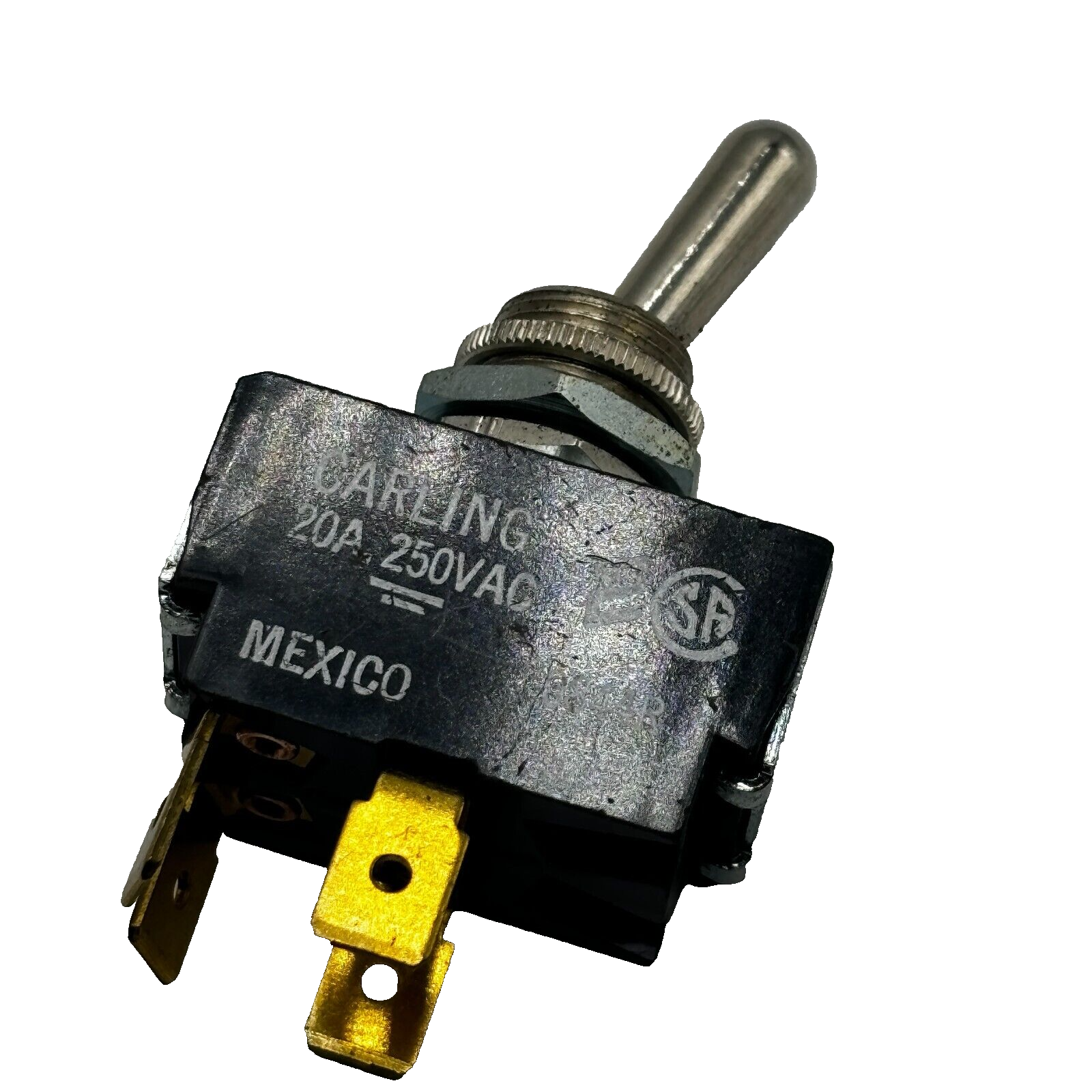 Carling 0844R Long Toggle DPDT Momentary ON - OFF - ON