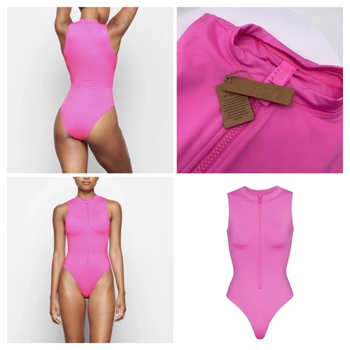 NEW Skims Swim Zip Front Sleeveless One Piece Sz XS in Taffy