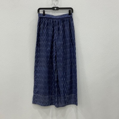 NWT Theory Womens Blue Ikat Elastic Waist Smocked Ankle Pants Size Small