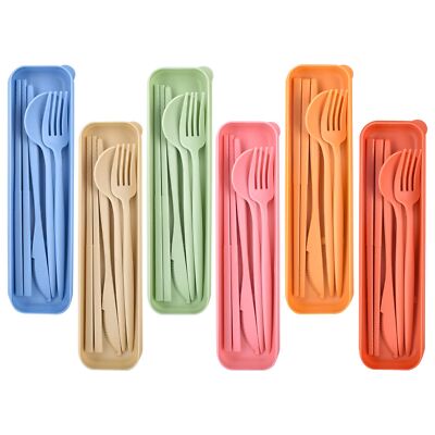 6 Sets Travel Utensils with Case, Portable Cutlery Set - Reusable Utensils fo...