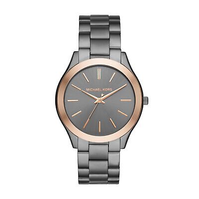 Pre-owned Michael Kors Analog Grey Dial And Band Men's Stainless Steel Watch-mk8576