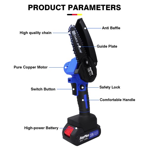 4inch One-Hand Saw Electric Chain Saw Wood Cutter Chainsaw Woodworking Brushless