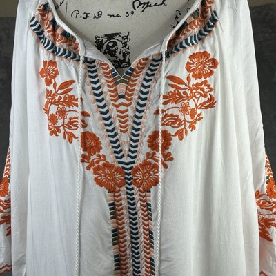 Chic Connection C/C Womens 3X White Embroidered Mini Dress Coverup Orange New