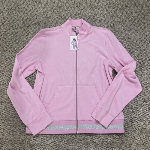 Juicy Couture JC Track Jacket Full Zip Pink Terry Pockets Juicy Couture JC Track Jacket Full Zip Pink Terry Pockets