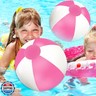 Whaline 3Pcs Inflatable Beach Ball 24 Inch Round Pool PVC Balls Cute Game Toys for Summer Hawaiian Tropical Theme Beach Party Decorations Water Sand Game Accessory (Pink and White)