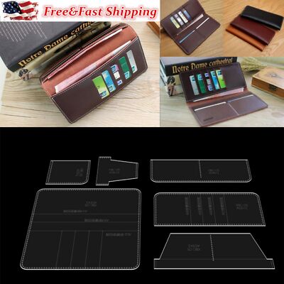 6pcs Acrylic Business Long Wallet Pattern Stencil Template Mould Leather Craft