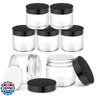 Bumobum 2 oz Glass Jars with Lids, 7 pack Small Jars with White Labels and Inner Liners, Multicolor 60 ml Empty Round Cosmetic Containers for Sample, Powder, Cream, Lotion, Spice