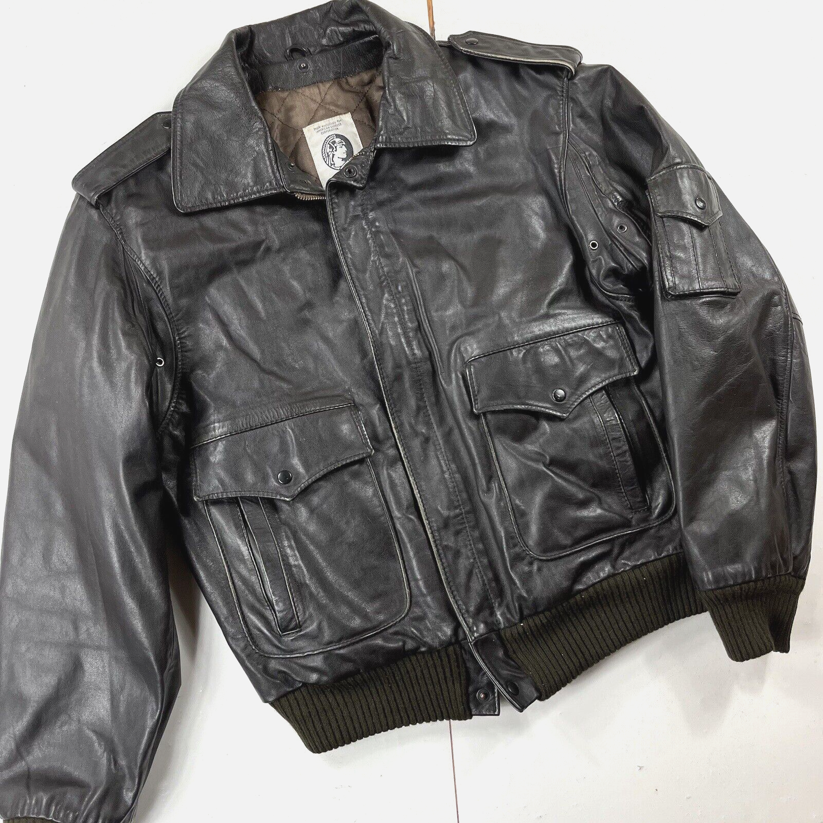 American Express Jacket 42 Leather A-2 BOMBER Flight Military Air Force VTG 80s American Express Jacket 42 Leather A-2 BOMBER Flight Military Air Force VTG 80s