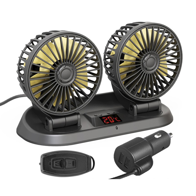 USB 12/24V Variable Speed Cooling Fan Air Cooler Suction Cup for Car Home Office