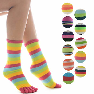 Five Finger Casual Calf Crew 9-11 Striped Multi Colors