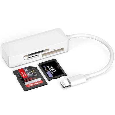 SD Card Reader for iPhone, [Apple MFi Certified] 3 in 1 Lightning to SD/TF/XD...