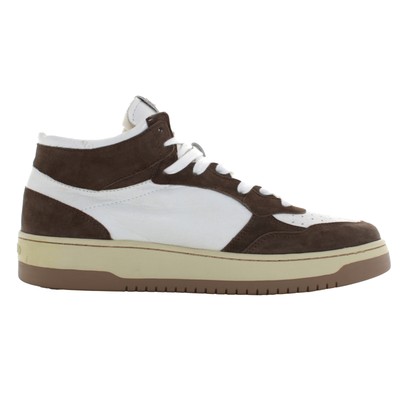 Pre-owned Back 70 A22us Men's High Sneakers  V10l-5-c-v1 108002-000164 In Bianco / Marrone