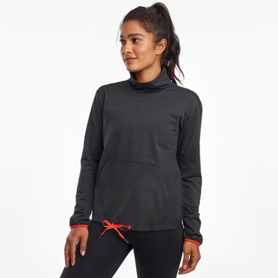 Saucony Women Sunday Pocket Top Black Heather L Apparel