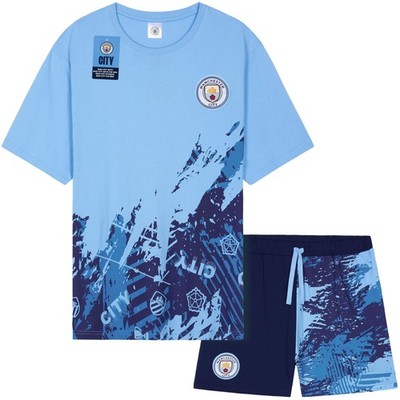 Manchester City F.C. Mens Short Pyjama Set PJ Comfy Lounge Nightwear Sleepwear