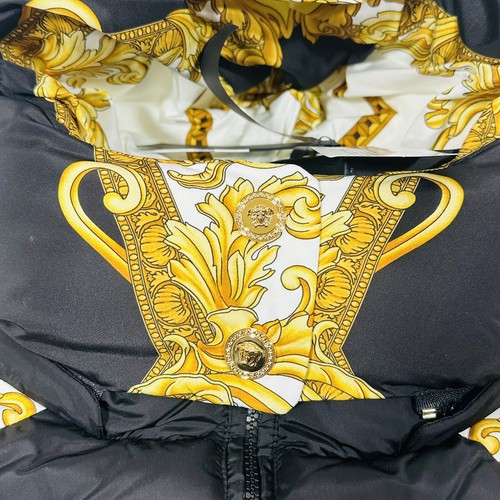 Pre-owned Versace Medusa Barocco Puffer Black Gold Jacket Removable Hoodie 40/4 $2250
