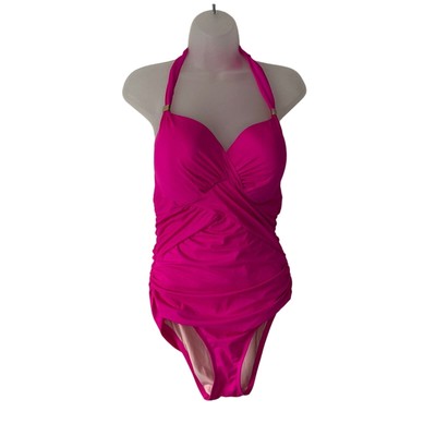 Victoria's Secret The Unforgettable Swimsuit Womens 36DD Pink One Piece Halter 