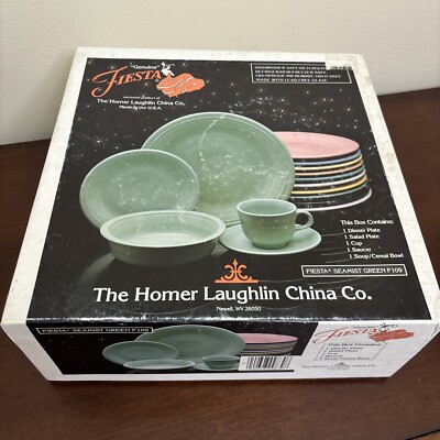 Fiesta Ware  Homer Laughlin Seamist Green 5 Piece Place Setting New Open Box