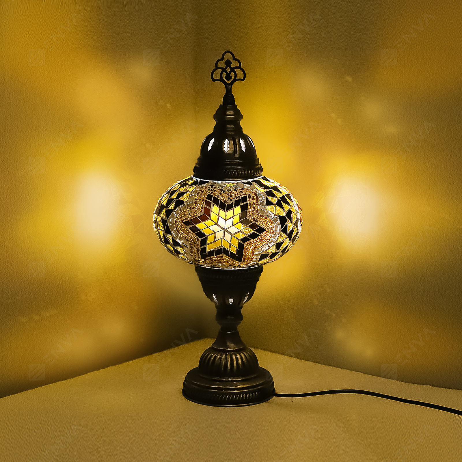 Handmade Turkish Moroccan Mosaic Table Bedside Tiffany Desk Lamp Light Large - Picture 7 of 24