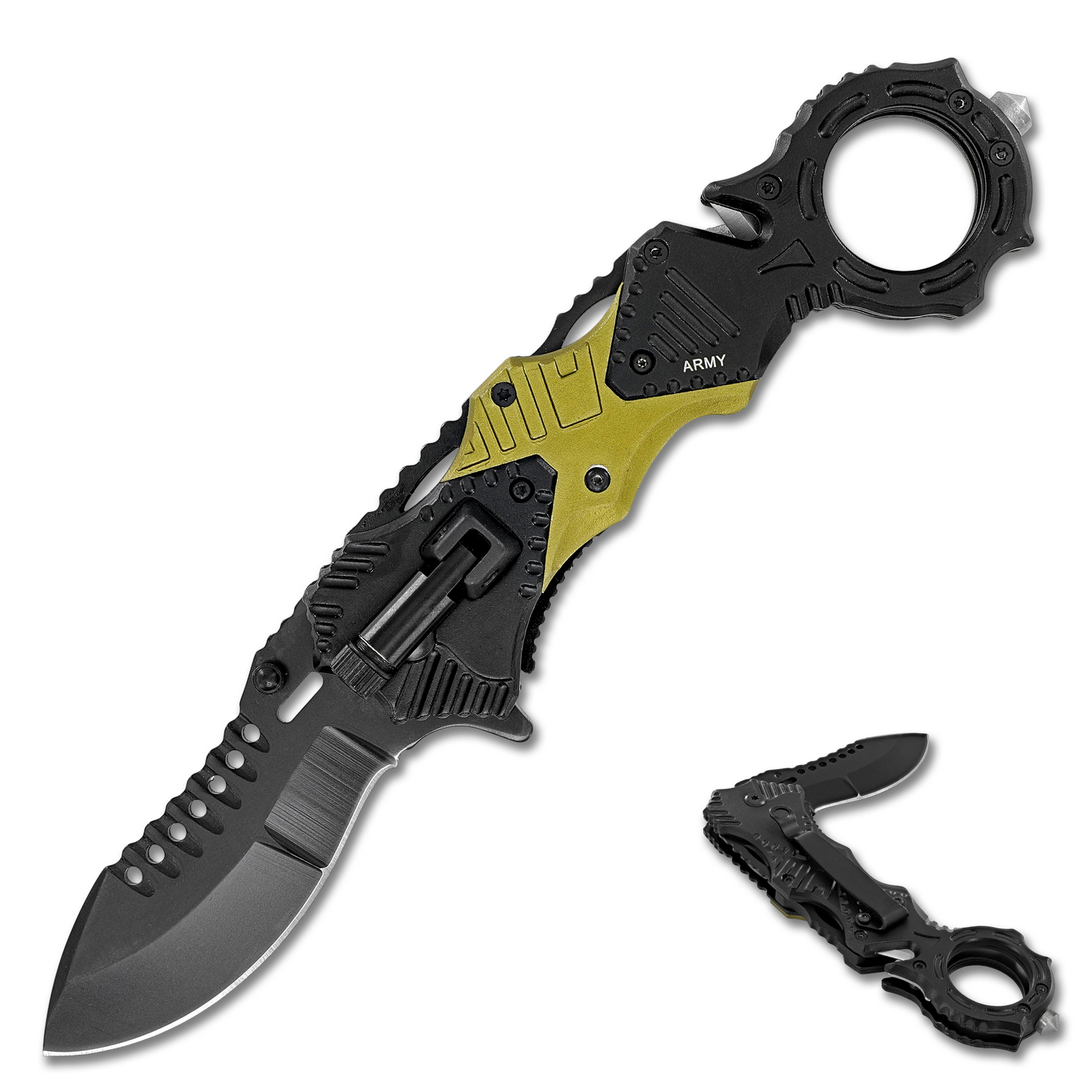 Floodlight Infantry Patrol Knife | Tactical Military Pocket Emergency Army Green