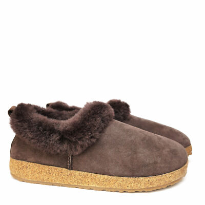 HAFLINGER ICELAND COFFEE BROWN SHEEP LEATHER SLIPPERS