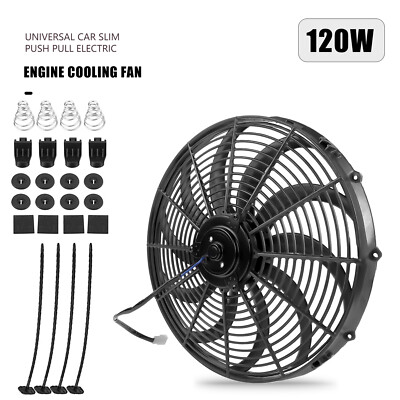 12'' Inch Universal Slim Fan Push Pull Electric Radiator Cooling 12V Mount Kit US
