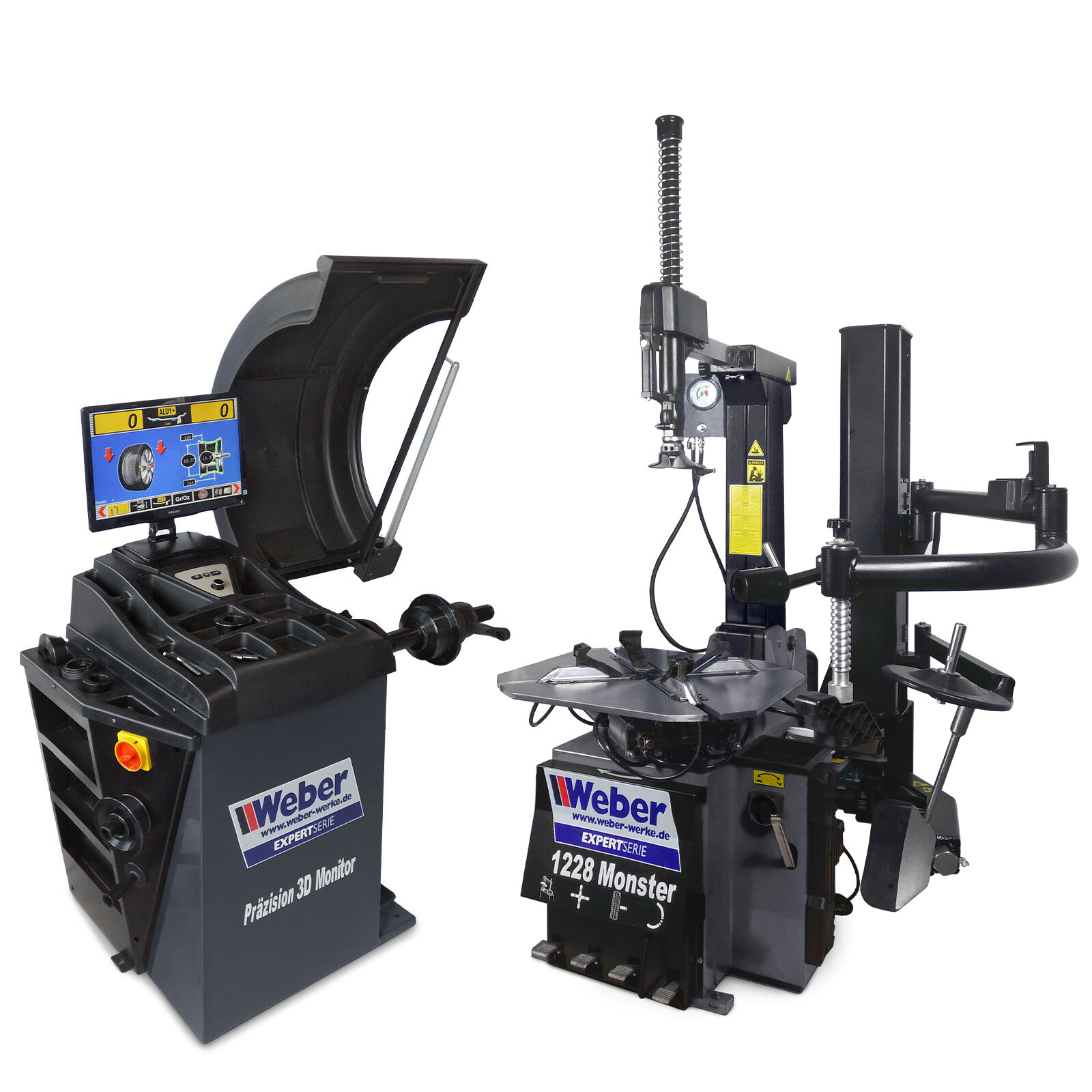 Weber Reifenmontiermaschine 1228 Monster Radwuchtmaschine Präzision-3D-Monitor