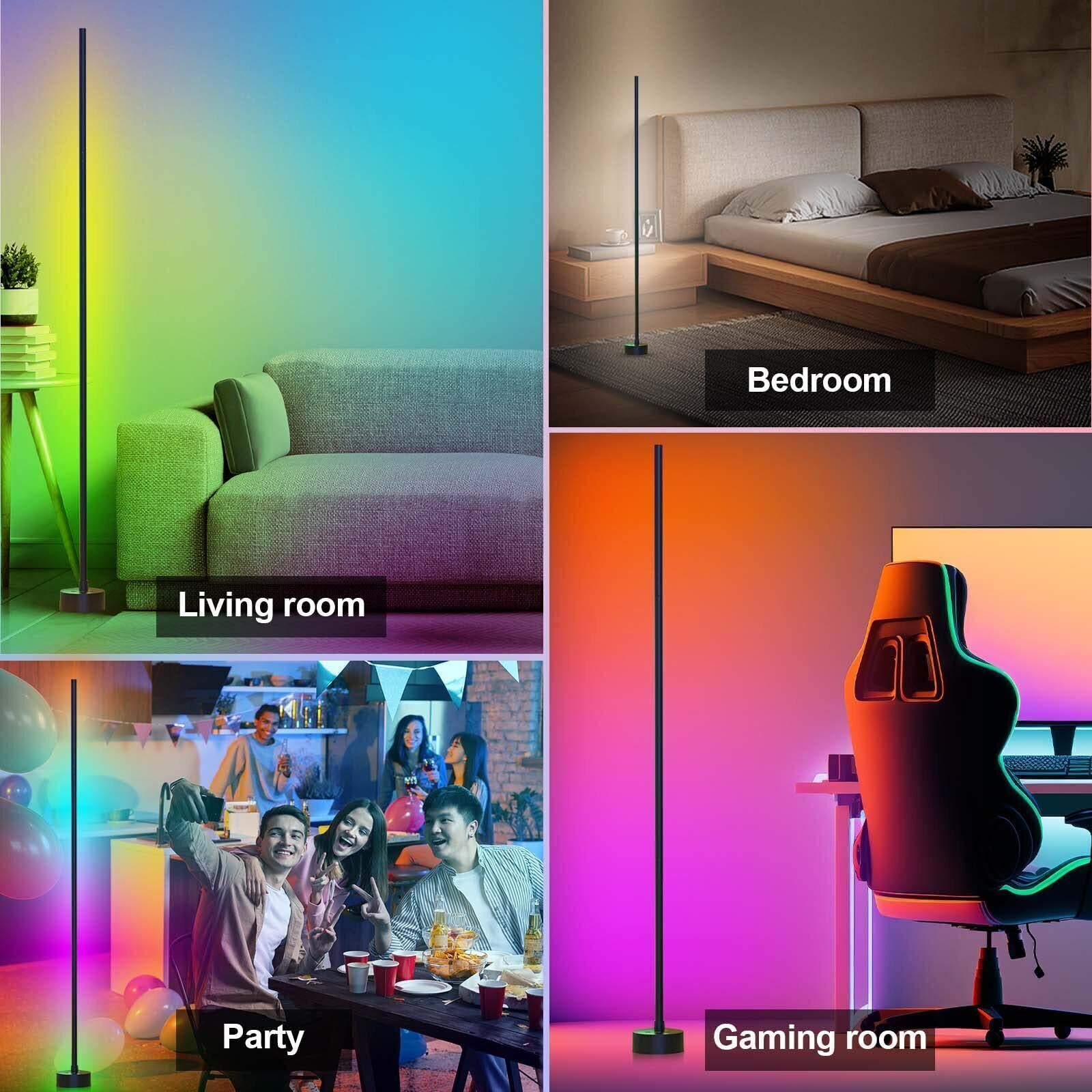 47" LED Floor Lamp Corner Light Lamp RGB+White Modern Smart Remote & App Control