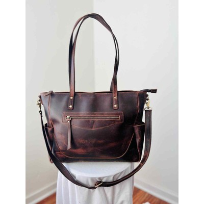 SZONE Genuine Leather Laptop Tote Bag Women  (130)