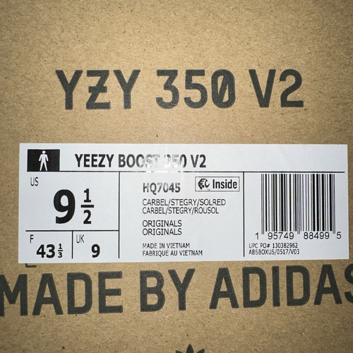 ADIDAS ORIGINALS SIZE 9.5 - ADIDAS YEEZY BOOST 350 V2 LOW CARBON BELUGA