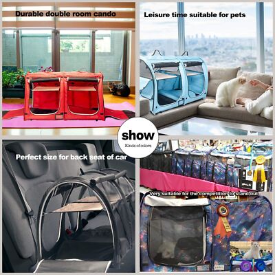 Mispace Portable Twin Compartment Show House Cat Cage/Condo - Easy to Fold & ...