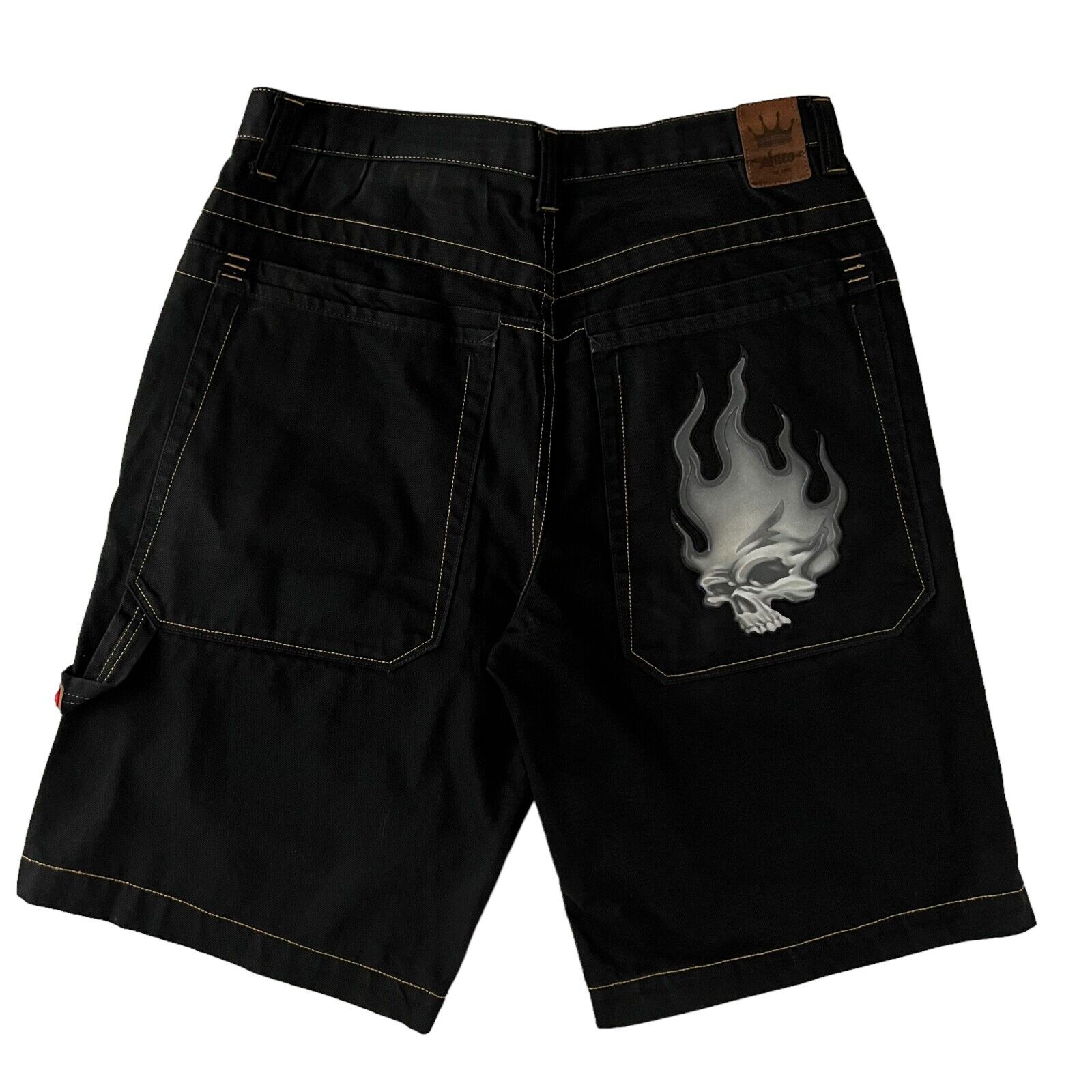 JNCO Jeans Shorts Size 36 Black Denim Skater Grunge Punk Rock 90s Y2k Retro EUC JNCO Jeans Shorts Size 36 Black Denim Skater Grunge Punk Rock 90s Y2k Retro EUC