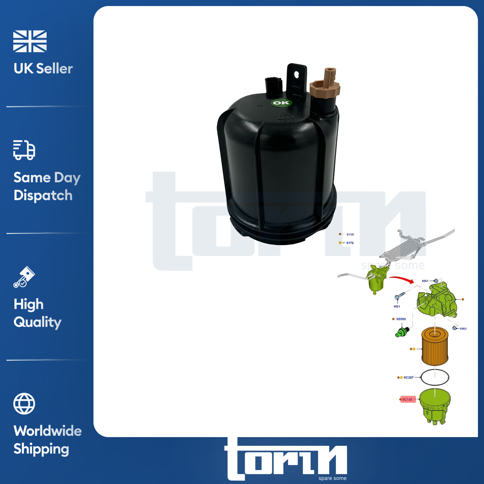 FUEL FILTER HOUSING FOR FORD TRANSIT MK7 MK8 FORD TRANSIT 2.2 CUSTOM 1781617