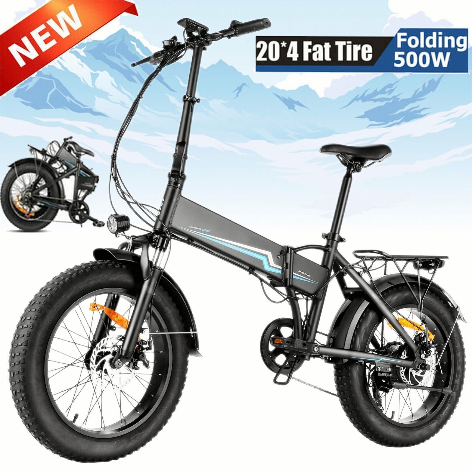 Electric Bicycle for Sale: 500W Motor Snow Beach Ebike,Electric Bike Foldable 20" x 4.0 Fat Tire r 33 d in Hacienda Heights, California