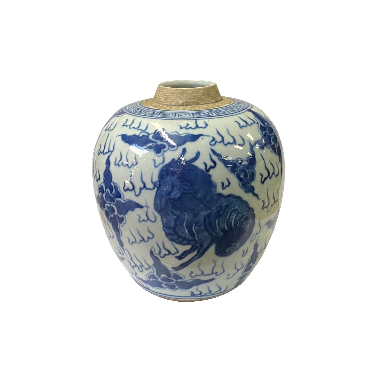 Oriental Handpaint Mythical Small Blue White Porcelain Ginger Jar ws2329S Oriental Handpaint Mythical Small Blue White Porcelain Ginger Jar ws2329S