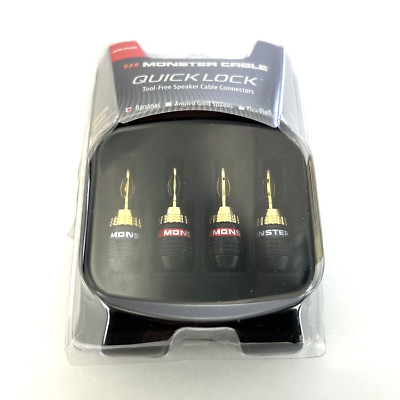 Monster Cable Quick Lock Bananas Tool-Free Speaker Cable Connectors - Open Box