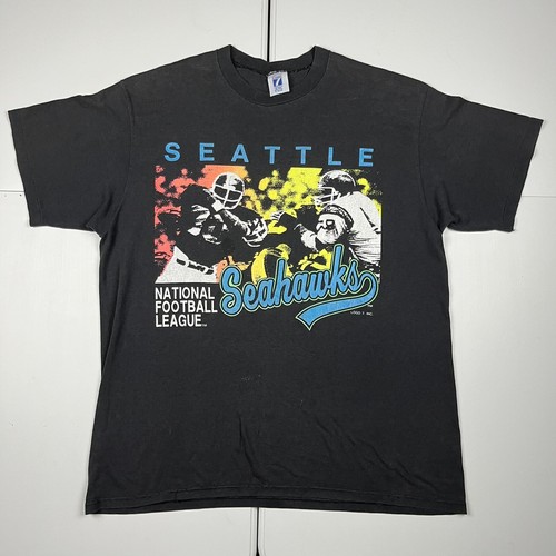 トップス ~80s football shirt Vintage 80s Seattle Seahawks Faded Graphic T Shirt Black XL