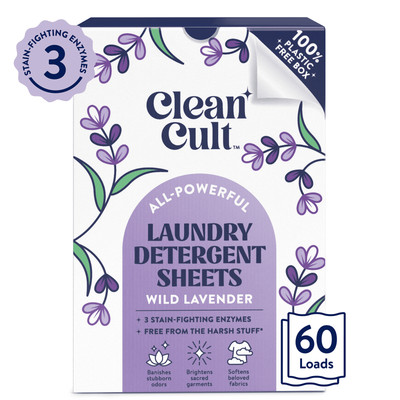 Cleancult Laundry Detergent Sheets Wild Lavender Scent 60 Count Effective Clean