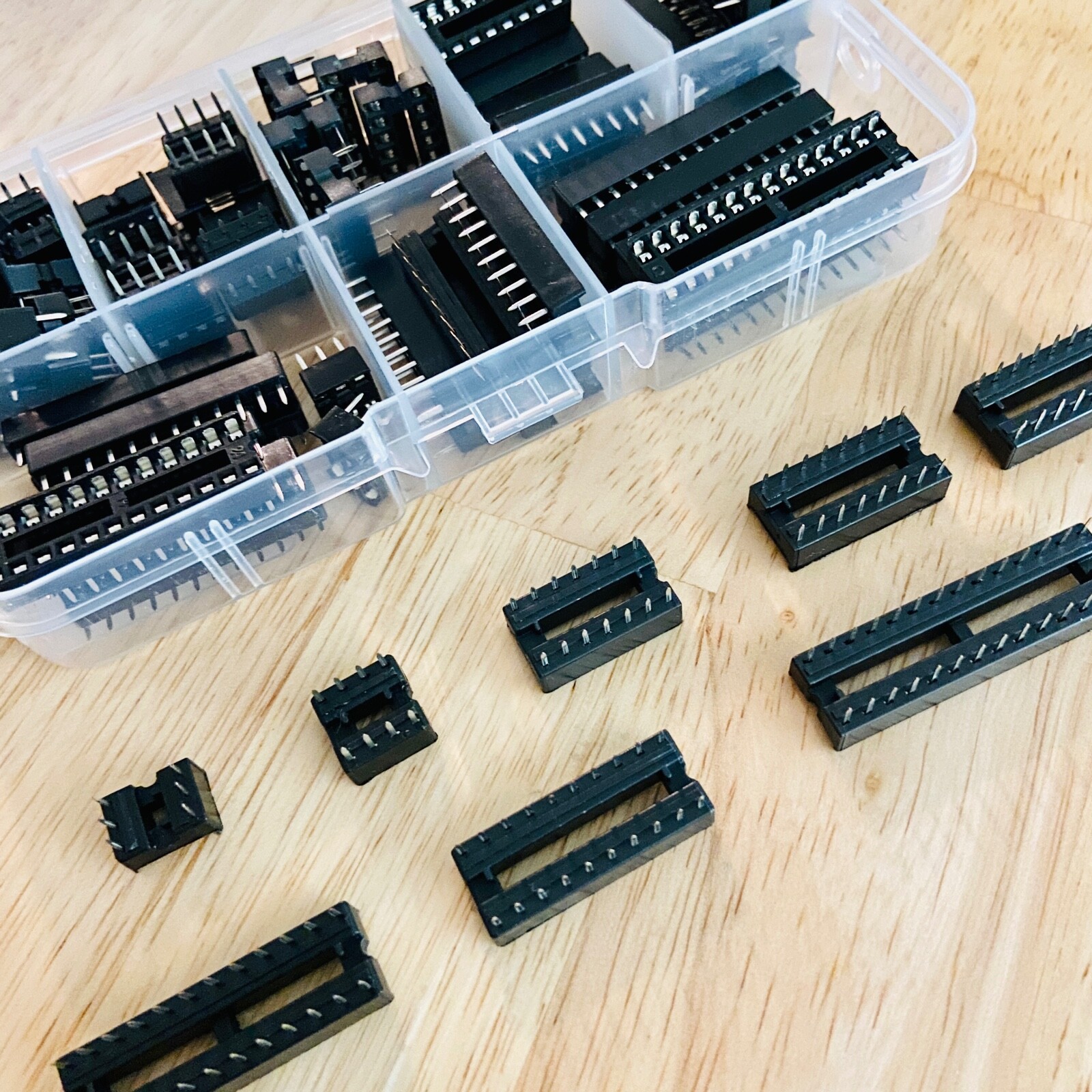 66pcs DIP IC Socket Adaptor Solder Type Socket Kit 6 8 14 16 18 20 24 28 Pin